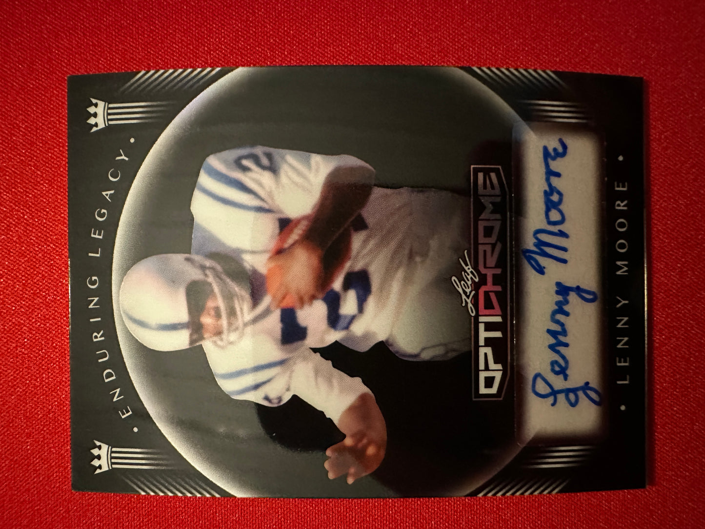 Lenny Moore 2026 Leaf Optichrome Football Enduring Legacy Black Prismatic Autograph /5