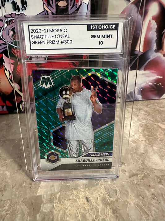 Shaquille O'Neal #300 Graded 10 Gem Mint (2020-21 Panini Mosaic) - Green Mosaic