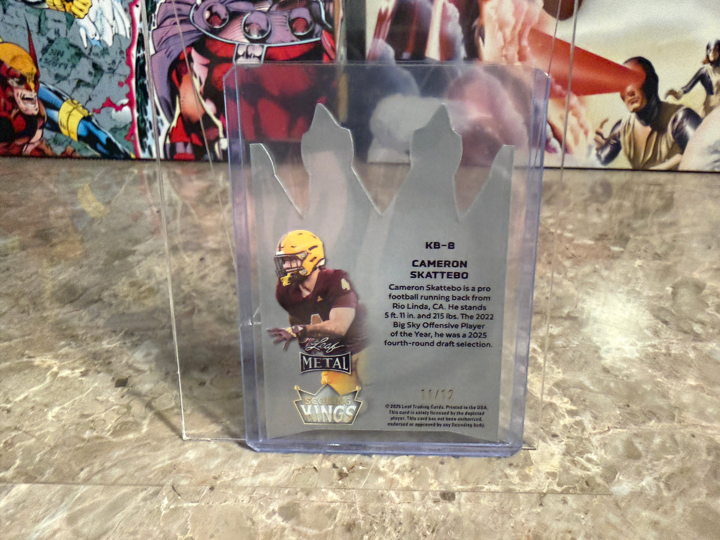 2026 Leaf Metal Football Cam Skattebo Scoring Kings Silver Shimmer /12