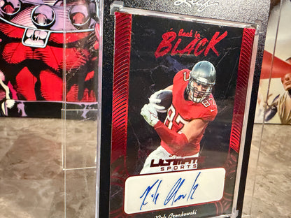 Rob Gronkowski 2026 Leaf Ultimate Sports Back In Black Auto Red Color Match /4
