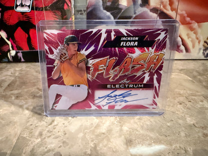 Jackson Flora 2026 Leaf Electrum Baseball Flash Auto Pink 1/4 Bookend