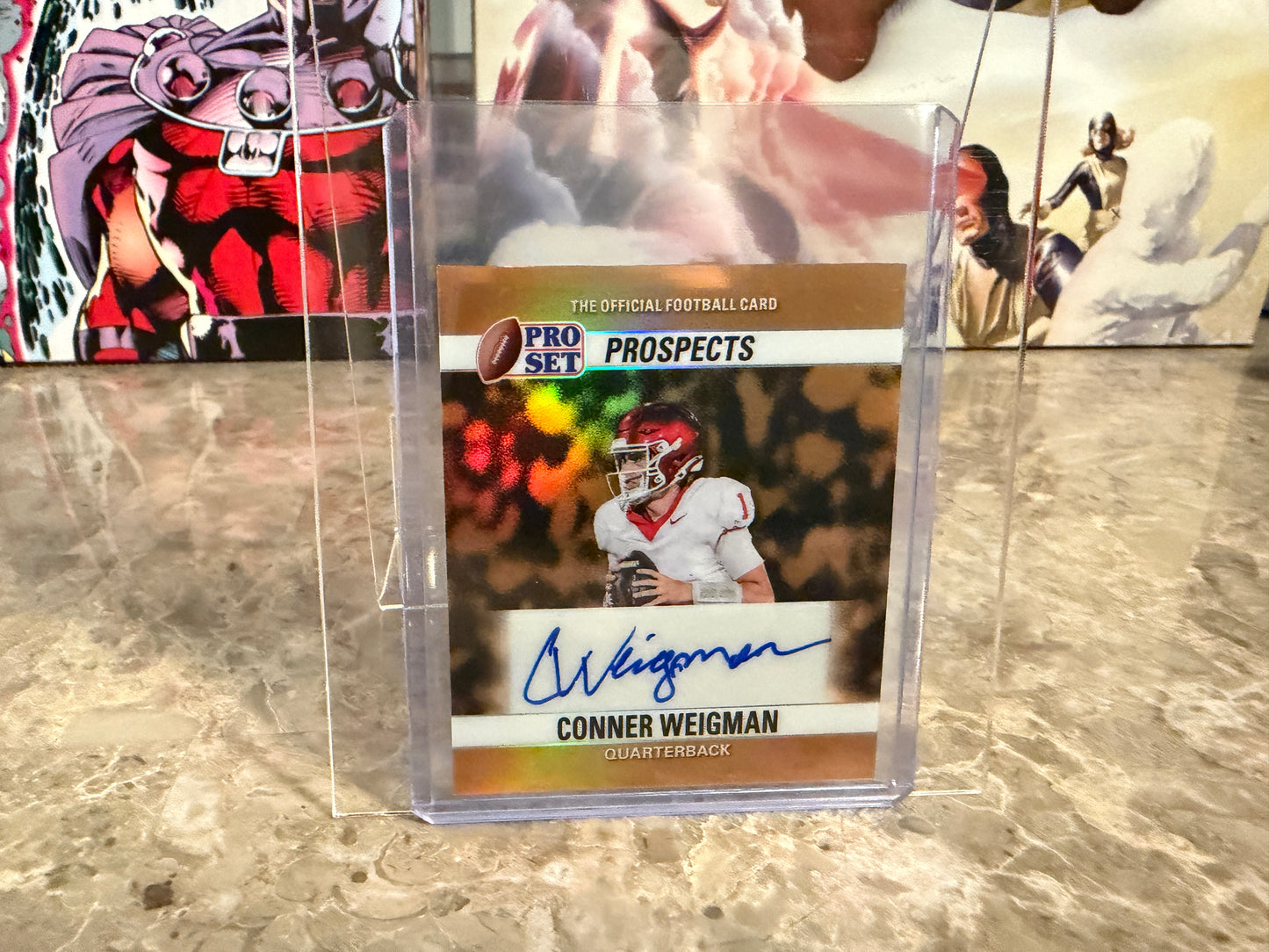 2026 Leaf Pro Set Metal Football Conner Weigman 1990 Mini Auto Gold 1/1