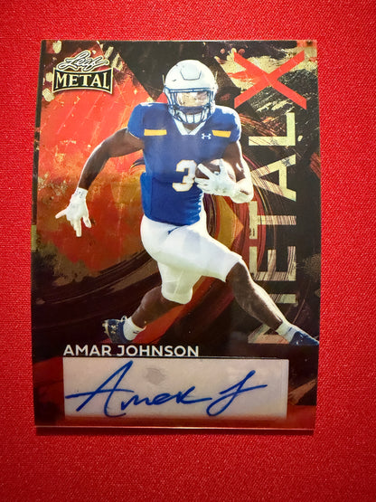 2026 Leaf Metal Amar Johnson Auto Metal X Red Flood Super Prismatic 1/1