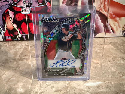 2026 Leaf Baseball Nation Andrew Fischer Base Auto Silver Cracked Ice /25