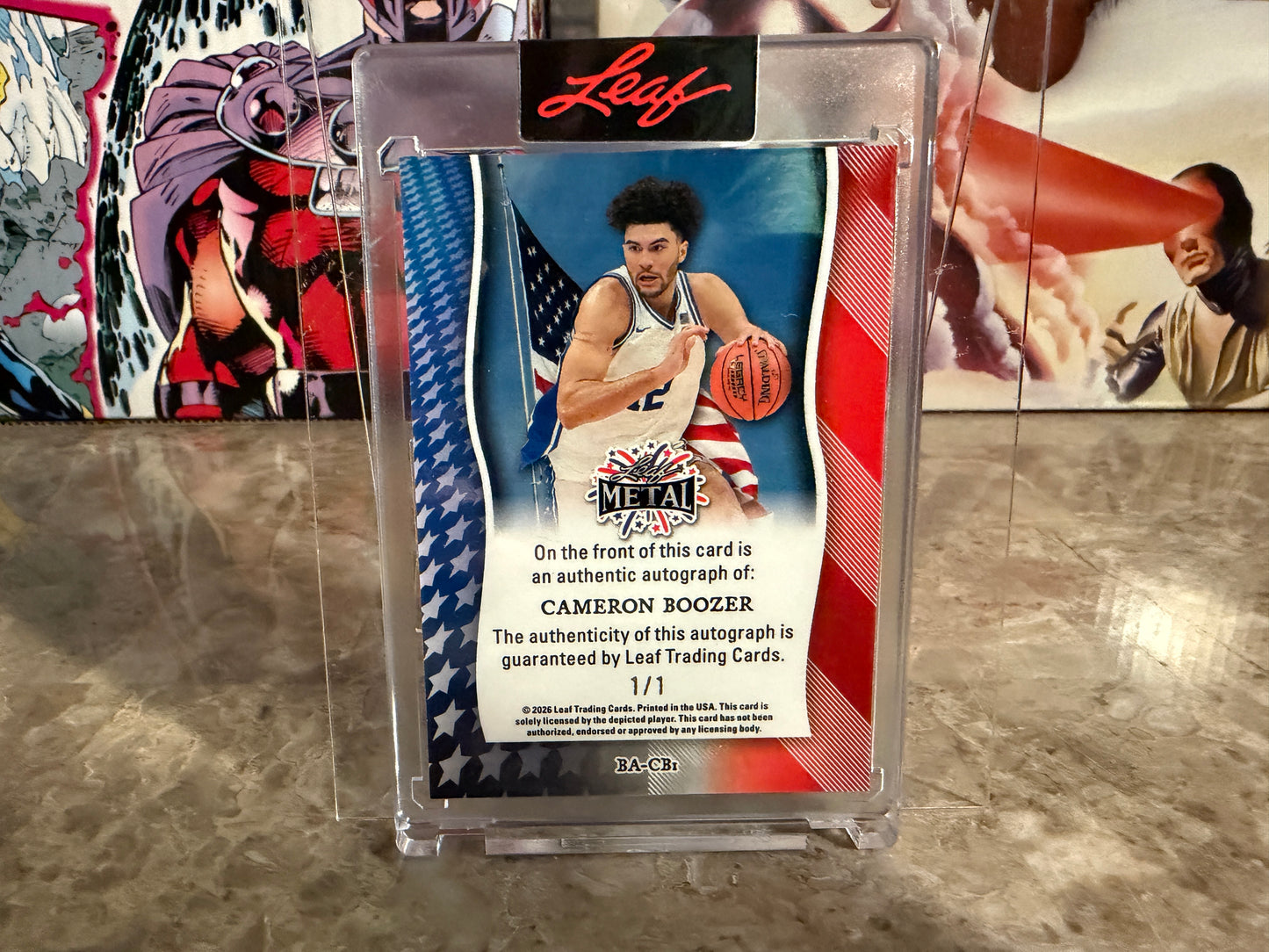Cameron Boozer 2026 Leaf Metal Independence Day Base 250th RWB Silver Circles 1/1
