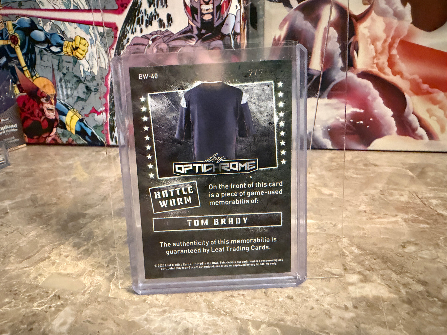 Tom Brady 2026 Leaf Optichrome Battle Worn Green Crystal Game Used Jersey /3