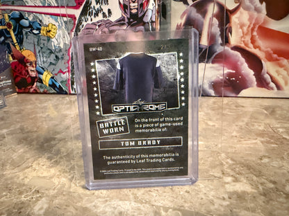 Tom Brady 2026 Leaf Optichrome Battle Worn Green Crystal Game Used Jersey /3