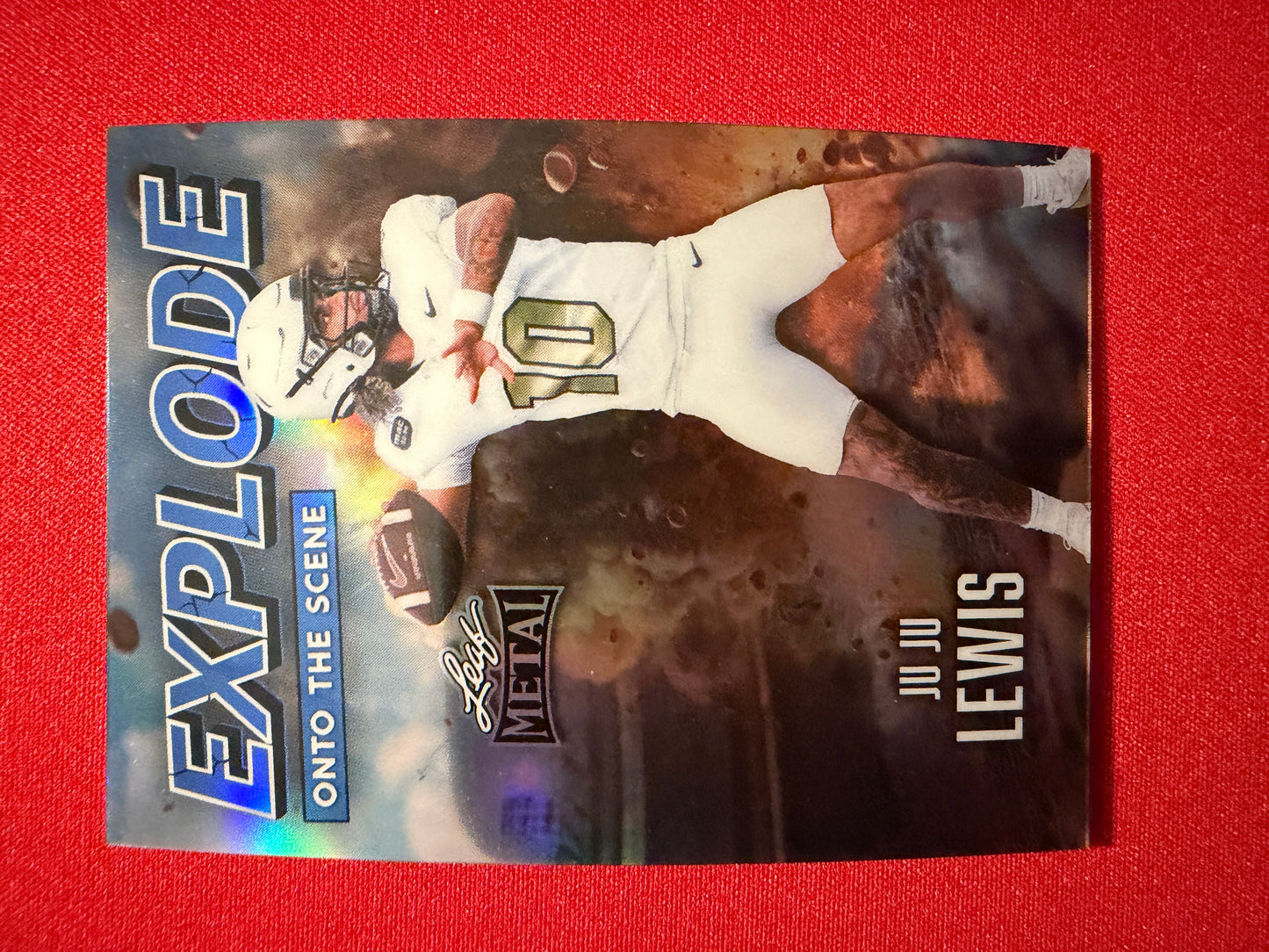 Juju Lewis 2026 Leaf Metal Football Auto Pink Explode 2-Card Lot