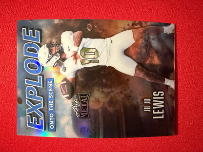 Juju Lewis 2026 Leaf Metal Football Auto Pink Explode 2-Card Lot