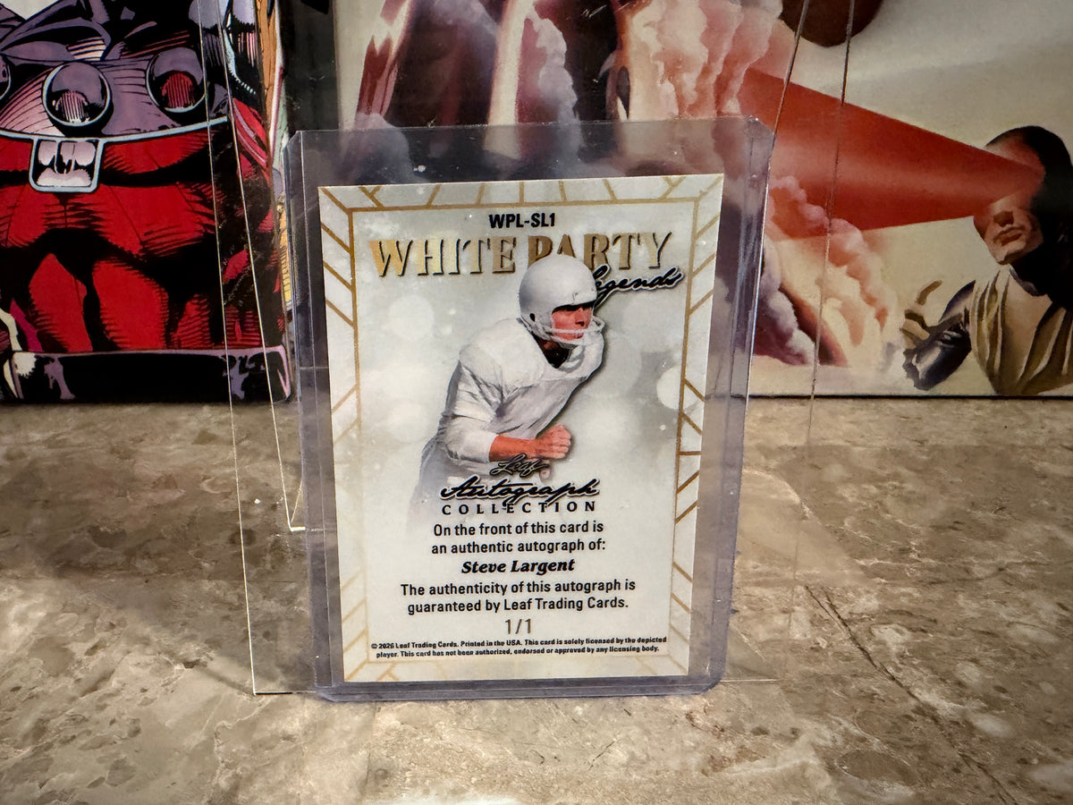 Steve Largent 2026 Leaf Autograph Collection White Party Legends Prismatic 1/1