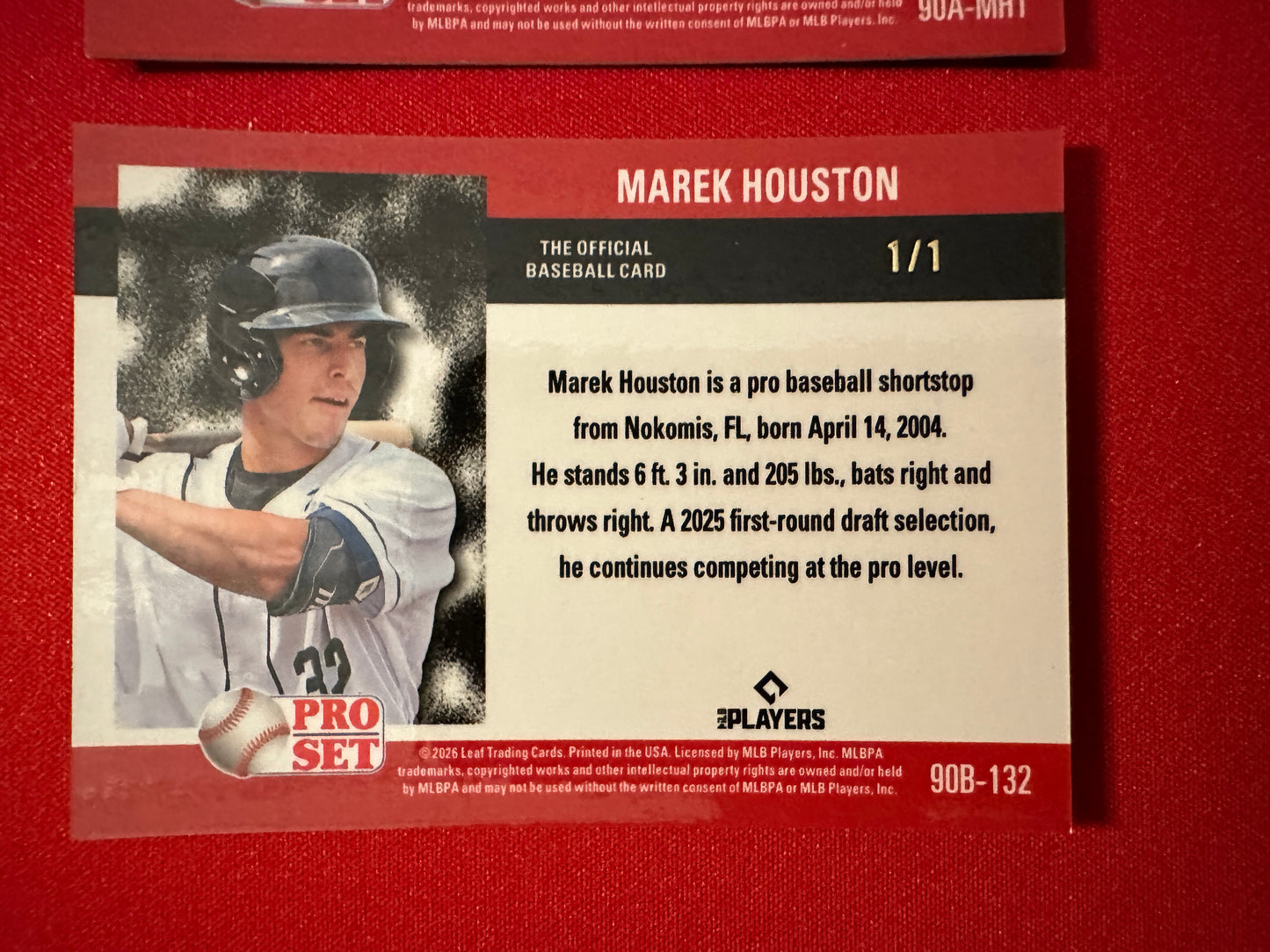 2026 Leaf Pro Set 1990 Marek Houston 2-Card Prospect Lot (1/1 Lazer & Purple Auto /8)