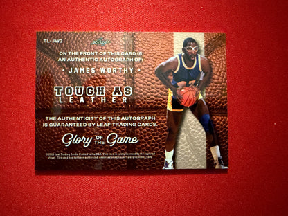 James Worthy 2025 Leaf Glory of the Game Tough As Leather Substrate Auto /35