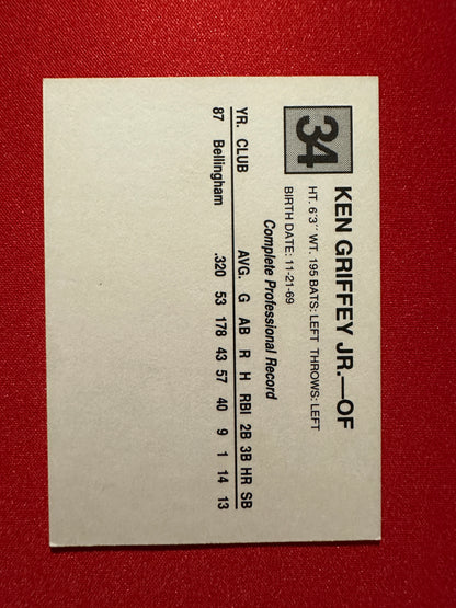 1988 Cal Cards San Bernardino Spirit #34 Ken Griffey Jr. - Sharp Centering!