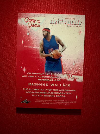 Rasheed Wallace 2025 Leaf Glory of the Game Retro Relic Game-Used Patch Auto /15