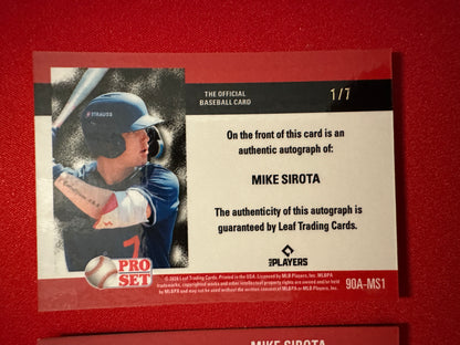 2026 Leaf Pro Set 1990 Pink Prismatic Auto Mike Sirota 2-Card Prospect Lot