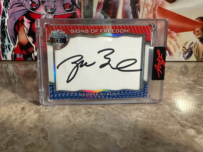 George W. Bush 2026 Leaf Metal Independence Day Signs Freedom Cut Signature /15