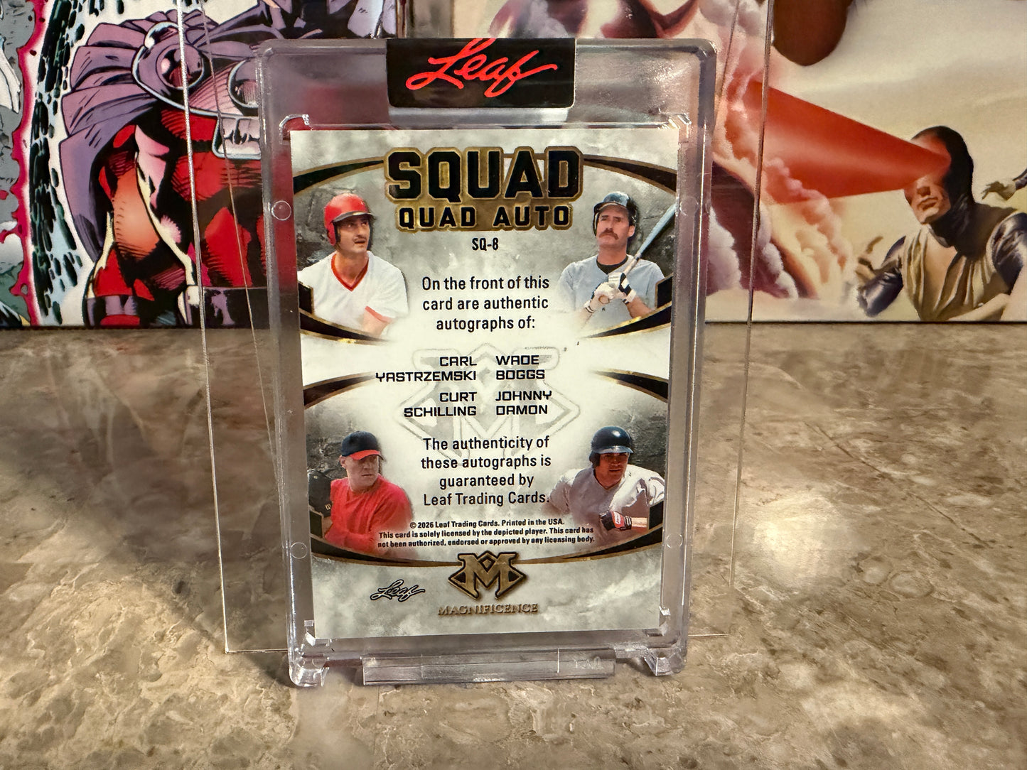 2026 Leaf Magnificence Multi-Sport Squad Quad Auto Yastrzemski Boggs Schilling Damon /5