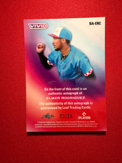 2026 Leaf Vivid Baseball Teal Elmer Rodriguez Certified Autograph /35