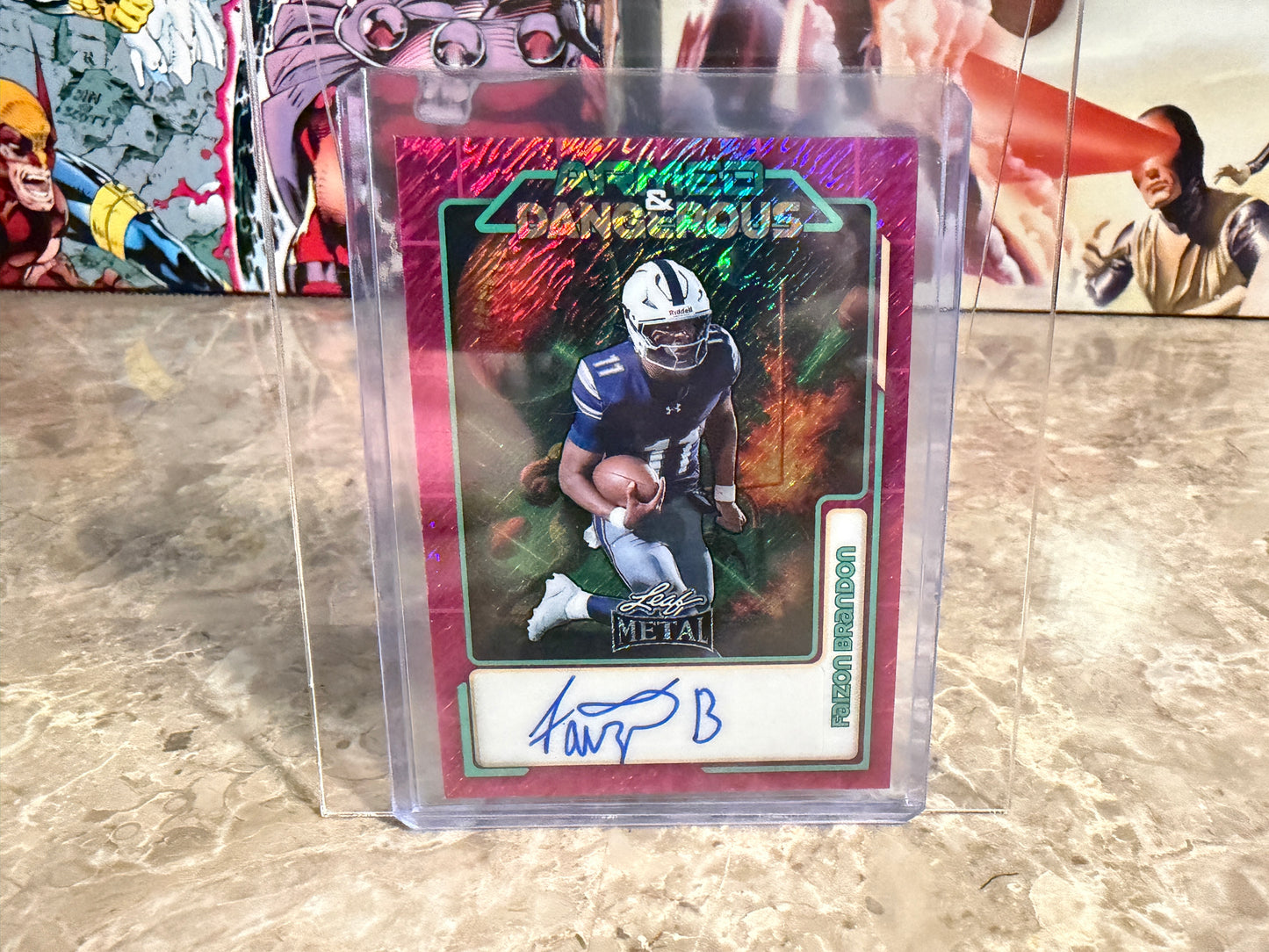 2026 Leaf Metal Football Faizon Brandon Auto Armed & Dangerous Pink Shimmer /6
