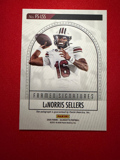 LaNorris Sellers 2025 Panini Silhouette Football Framed Signatures /199
