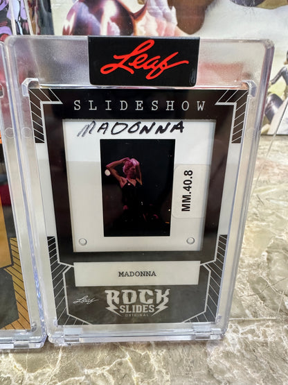2026 Leaf Slideshow MADONNA Metal /25 & Sexy Celebrity Base 2-Slide Lot PROMO