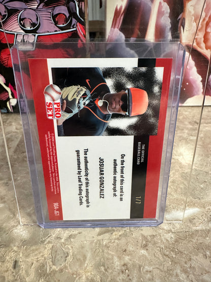 Josuar Gonzalez 2026 Leaf Pro Set Prospects 1990 Pink Prismatic Autograph 1/7