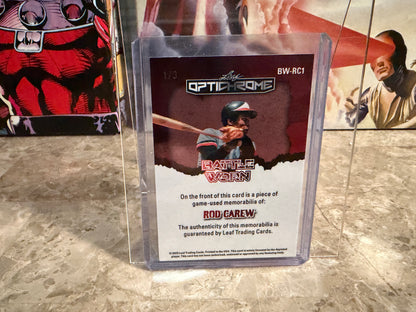 Rod Carew 2025 Leaf Optichrome Baseball Battle Worn Game-Used Patch /3
