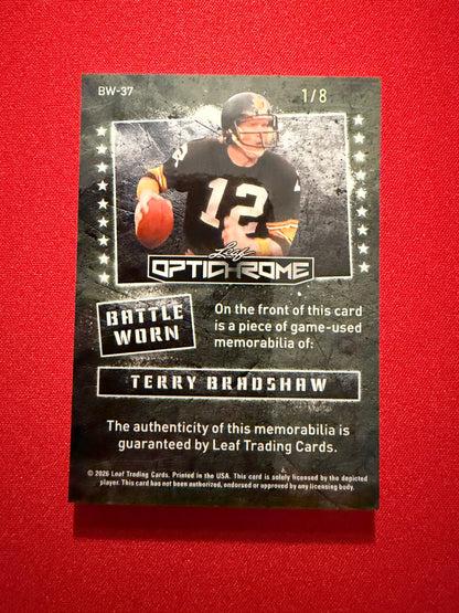 2026 Leaf Optichrome Terry Bradshaw Battle Worn Platinum Multicolor Game-Used /8