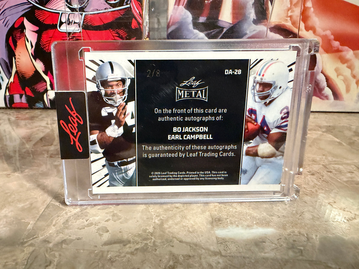 2026 Leaf Spectacular Football Bo Jackson Earl Campbell On-Card Auto /8