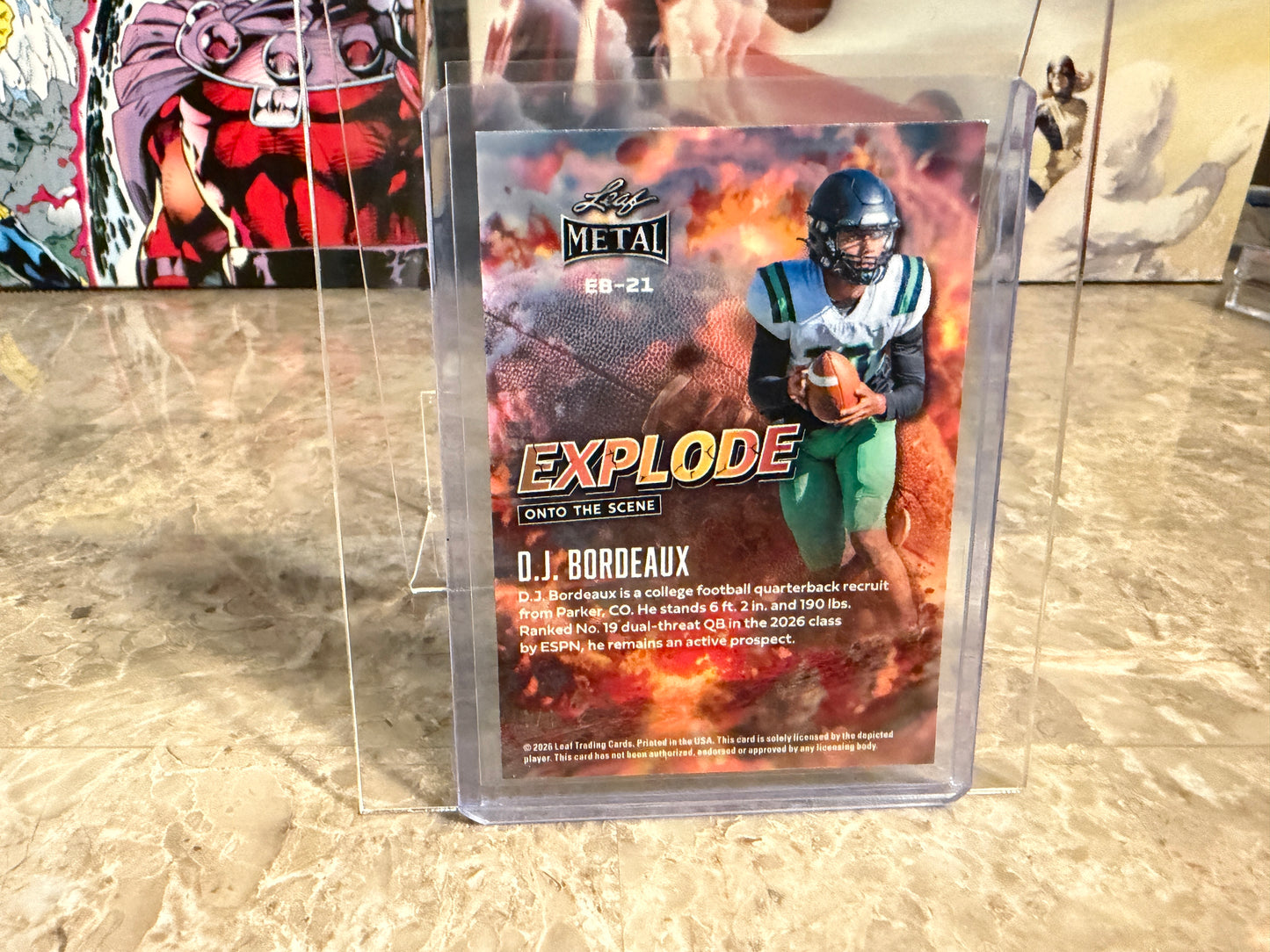2026 Leaf Metal Football DJ Bordeaux Explode Onto Scene Gold 1/1