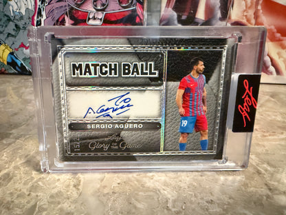 Sergio Aguero 2026 Leaf Glory Of The Game Soccer Match Ball Leather Auto /25