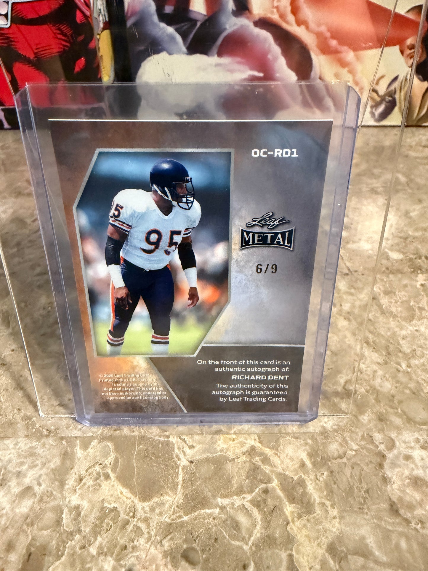 2026 Leaf Metal Football White Prismatic On-Card Auto Richard Dent /9