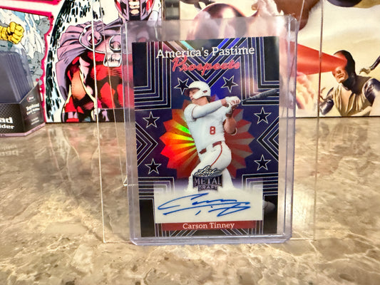 Carson Tinney 2026 Leaf Metal Draft Edition America’s Pastime Prospects Auto Black 1/1