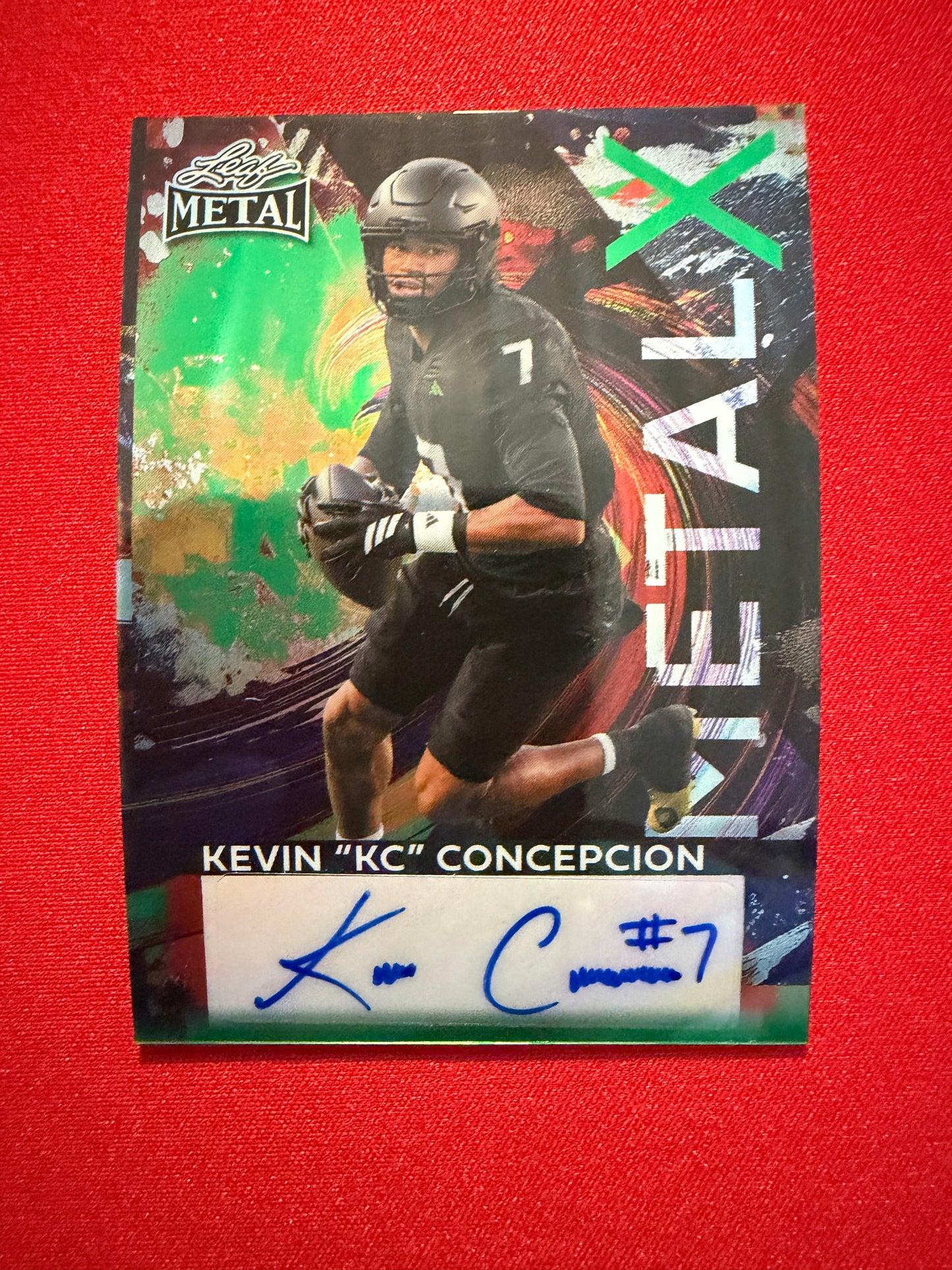 Kevin "KC" Concepcion 2026 Leaf Metal Football Metal X Auto Green 1/1