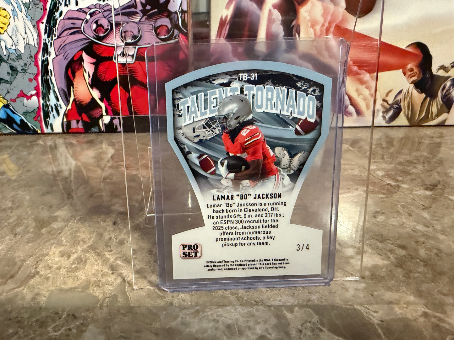 Lamar "Bo" Jackson 2026 Leaf Pro Set Metal Football Talent Tornado Pink /4