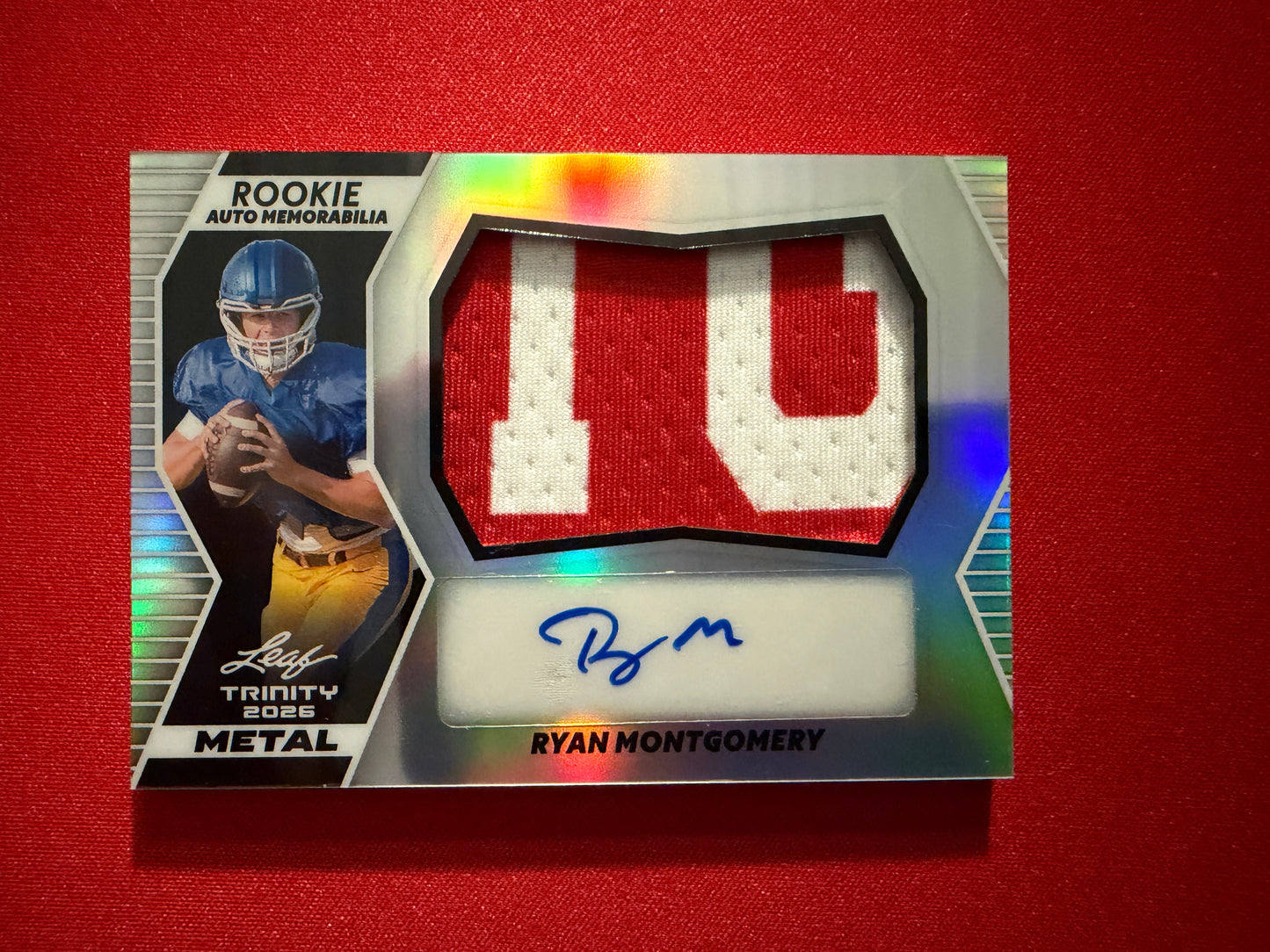 Ryan Montgomery 2026 Leaf Trinity Rookie Auto Mem Metal Multicolor Patch /15