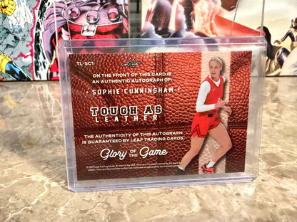 Sophie Cunningham 2025 Leaf Glory of the Game Basketball Tough as Leather Auto 1/5 Bookend