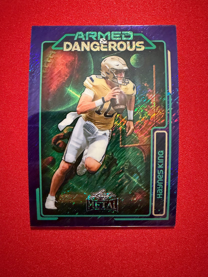 2026 Leaf Metal Football Haynes King Armed & Dangerous Purple Shimmer /7