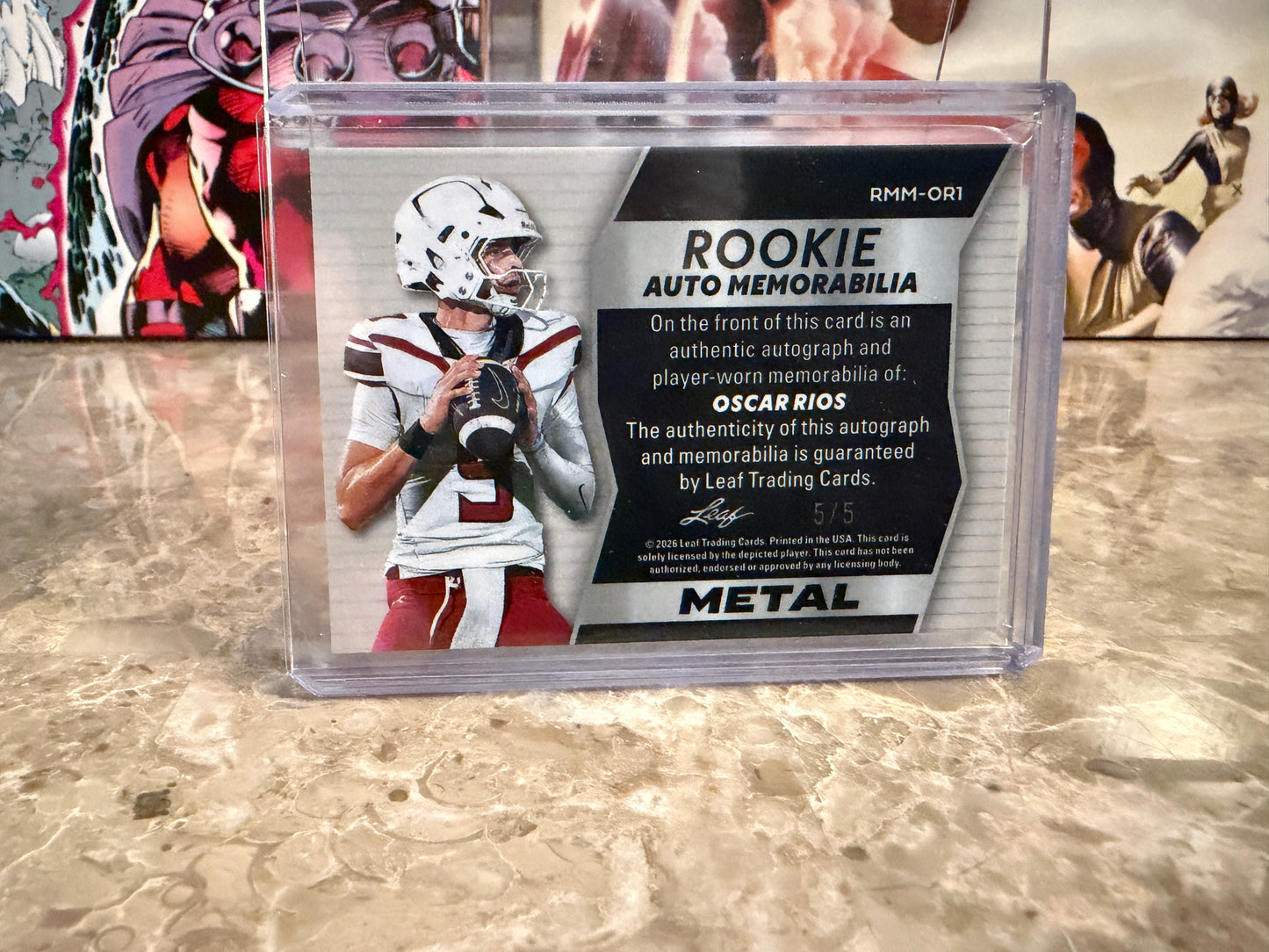 Oscar Rios 2026 Leaf Trinity Football Rookie Auto Memo Metal Multicolor Patch /5
