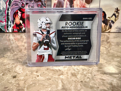 Oscar Rios 2026 Leaf Trinity Football Rookie Auto Memo Metal Multicolor Patch /5