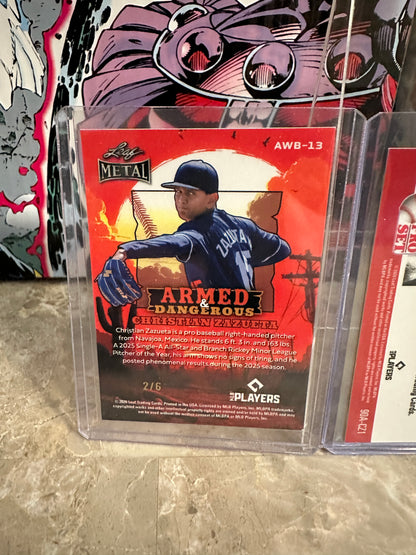 2026 Pro Set Christian Zazueta Black Lazer 1/1 & Purple Auto /8 Leaf Metal /6 Lot