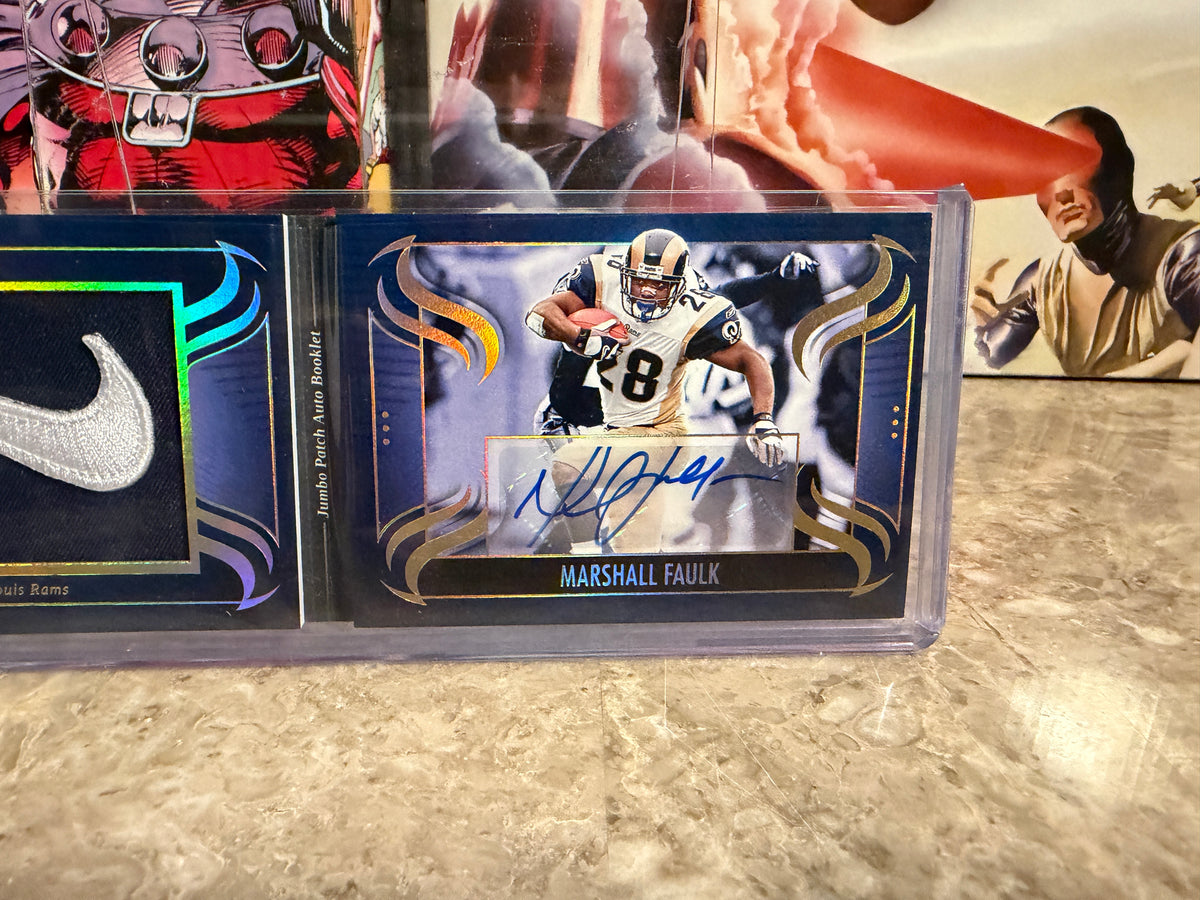 Marshall Faulk 2025 Panini Silhouette Jumbo Patch Auto Nike Swoosh Booklet /25