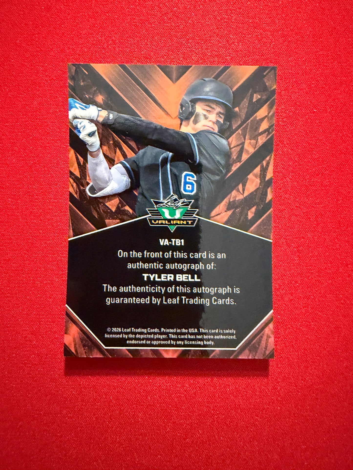 Tyler Bell 2026 Leaf Metal Draft Edition Baseball Valiant Auto #VA-TB1