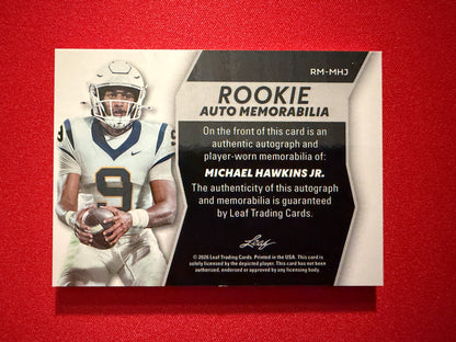 Michael Hawkins Jr. 2026 Leaf Trinity Rookie Auto Mem Multicolor Patch /10