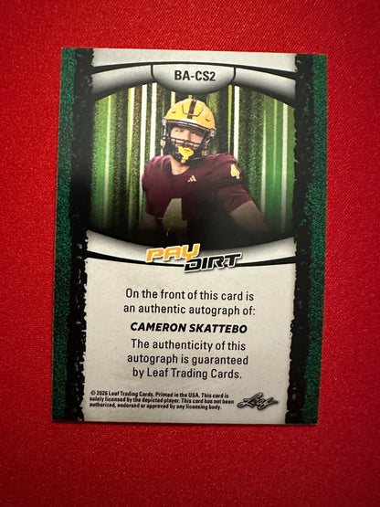 2026 Leaf Paydirt Cam Skattebo Pink Parallel Auto 16/30 Card BA-CS2