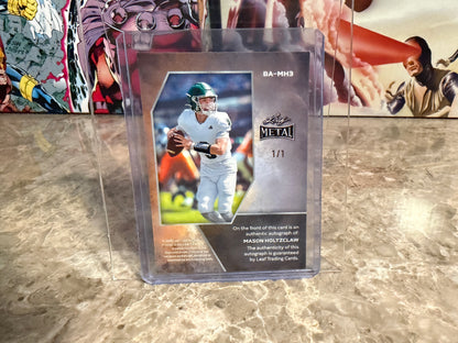 Mason Holtzclaw 2026 Leaf Metal Football Base Auto Black Crystal 1/1