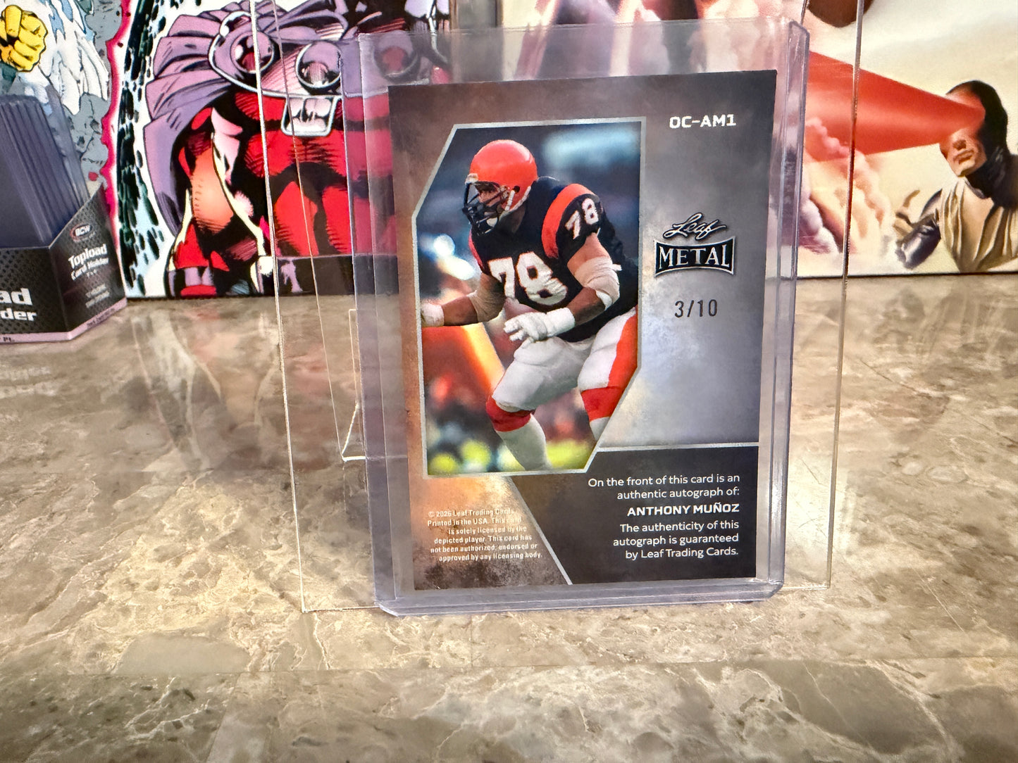 Anthony Munoz 2026 Leaf Metal Football On-Card Auto Silver Prismatic /10
