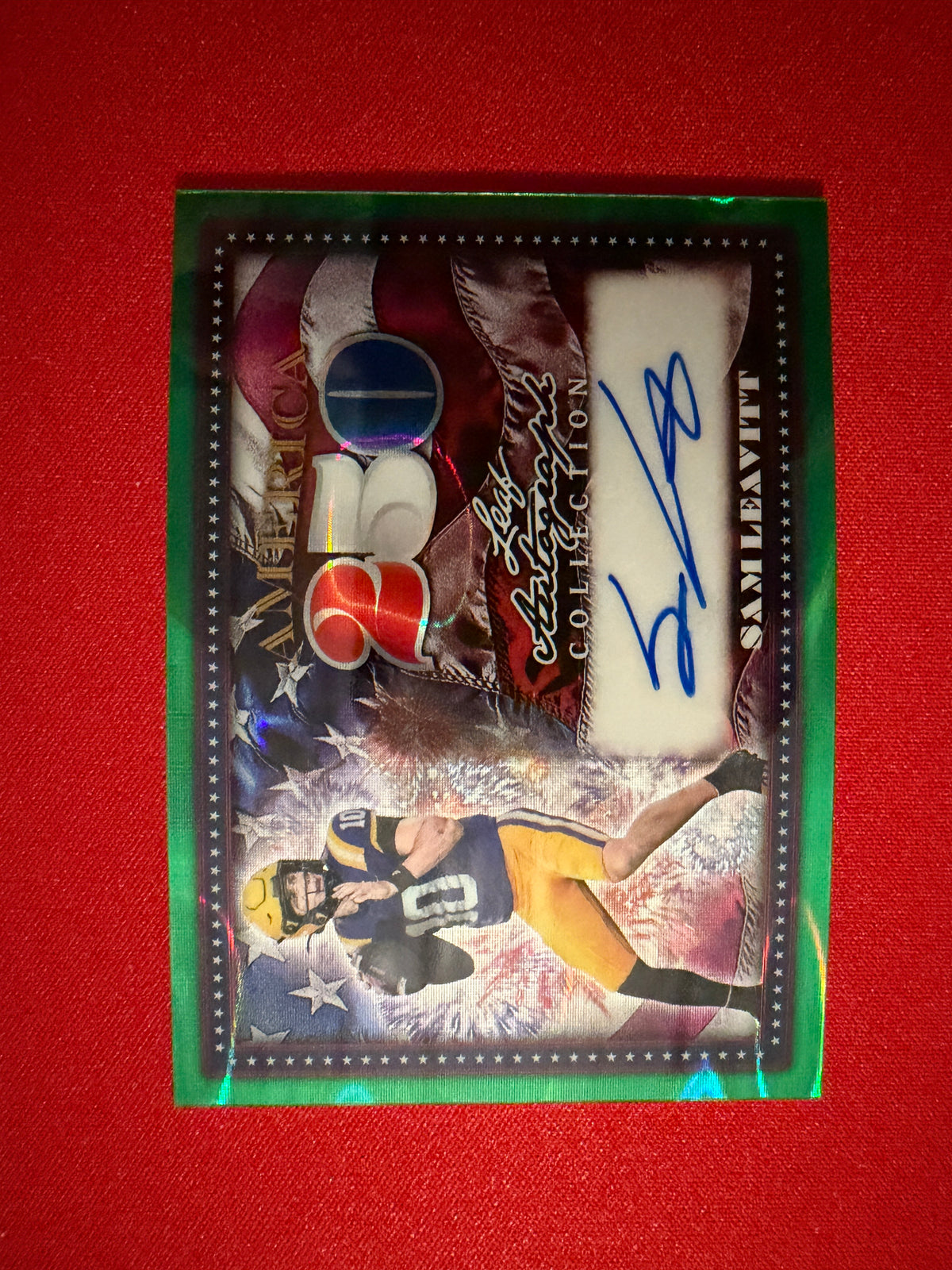 Sam Leavitt 2026 Leaf Autograph Collection Football America 250 Green Lava 1/1