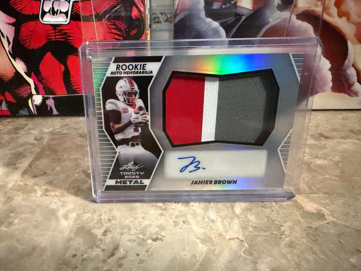 Jamier Brown 2026 Leaf Trinity Football Rookie Auto Memorabilia Metal Patch /15