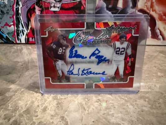 Paul Krause Alan Page 2026 Leaf Autograph Collection Combo Dual Cracked Ice 1/1